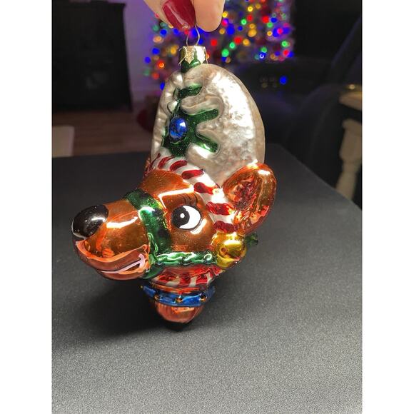 Joy Other - Vintage 2003 Mark Klaus Faces Full of‎ Festive Joy Reindeer Blown Glass Ornament